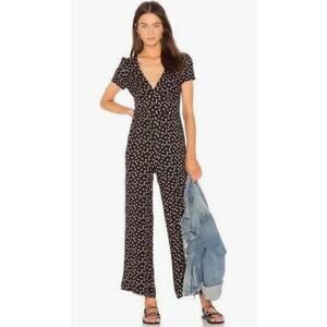 Free People Black Jumpsuit with White Dots